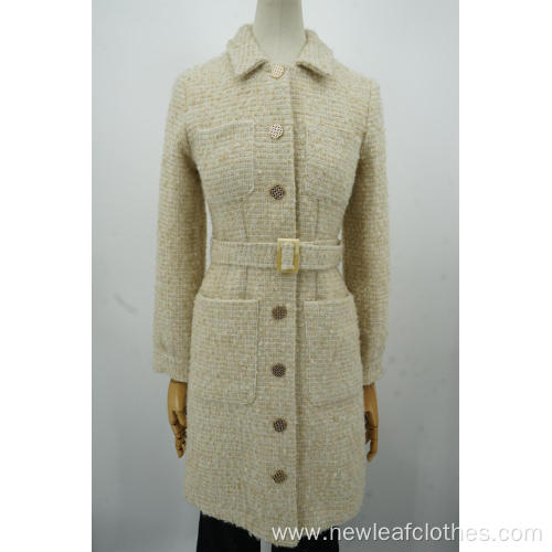 ladies coats long sleeve tweed fabric ladies dress